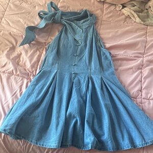 SHEIN Blue Halter Mini Dress